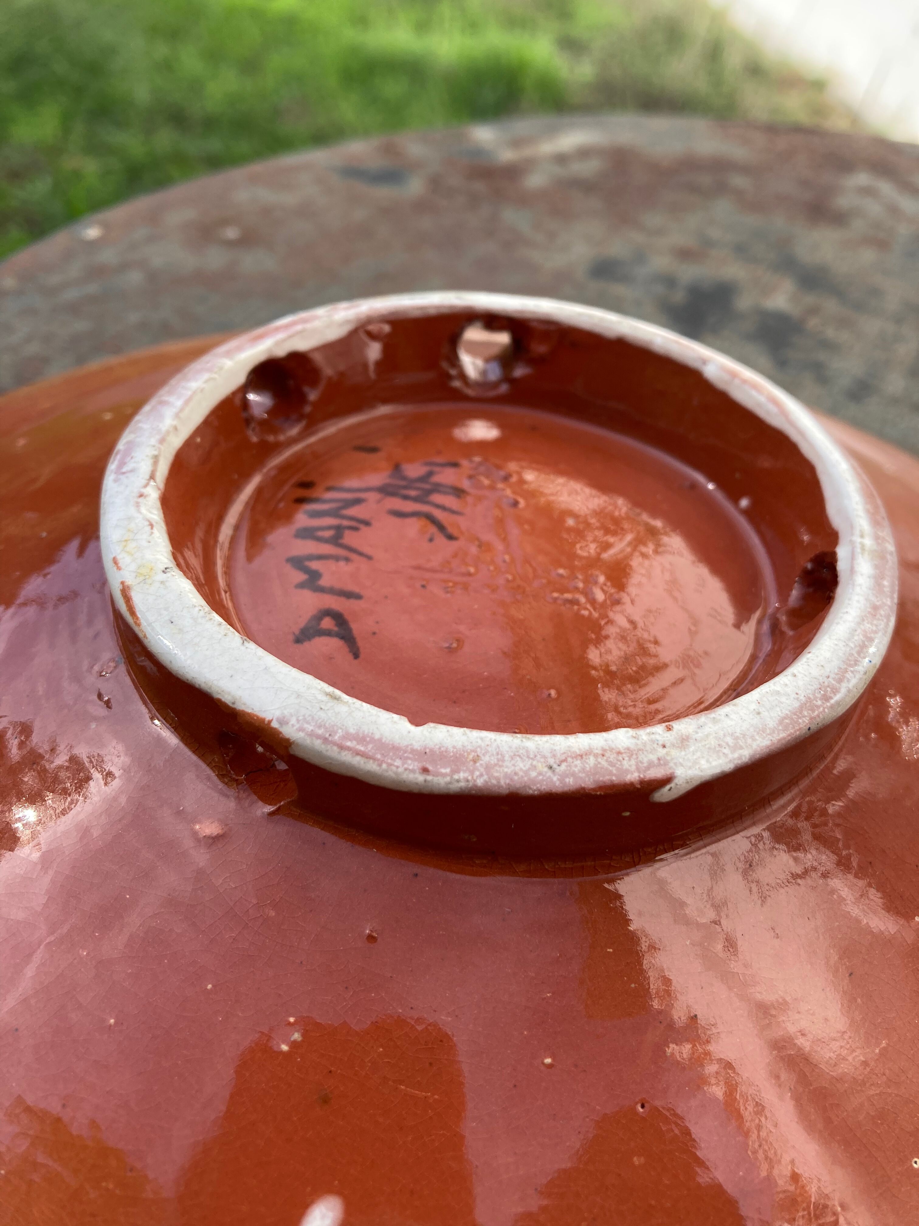Pair of dishes Safi Dmani ethnic ceramic fish yellow and blue - vintage pottery