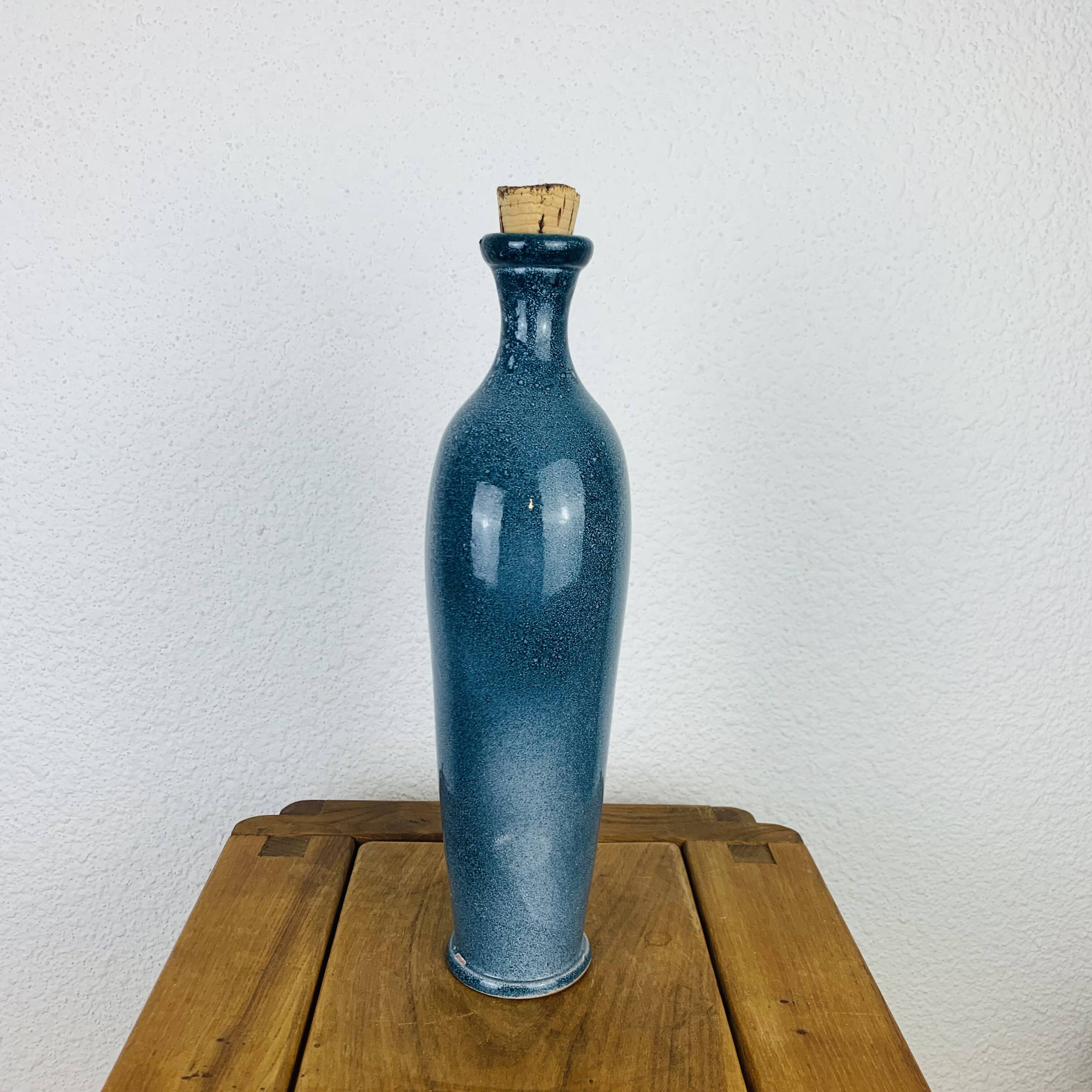Blue ceramic bottle vase 35 cm