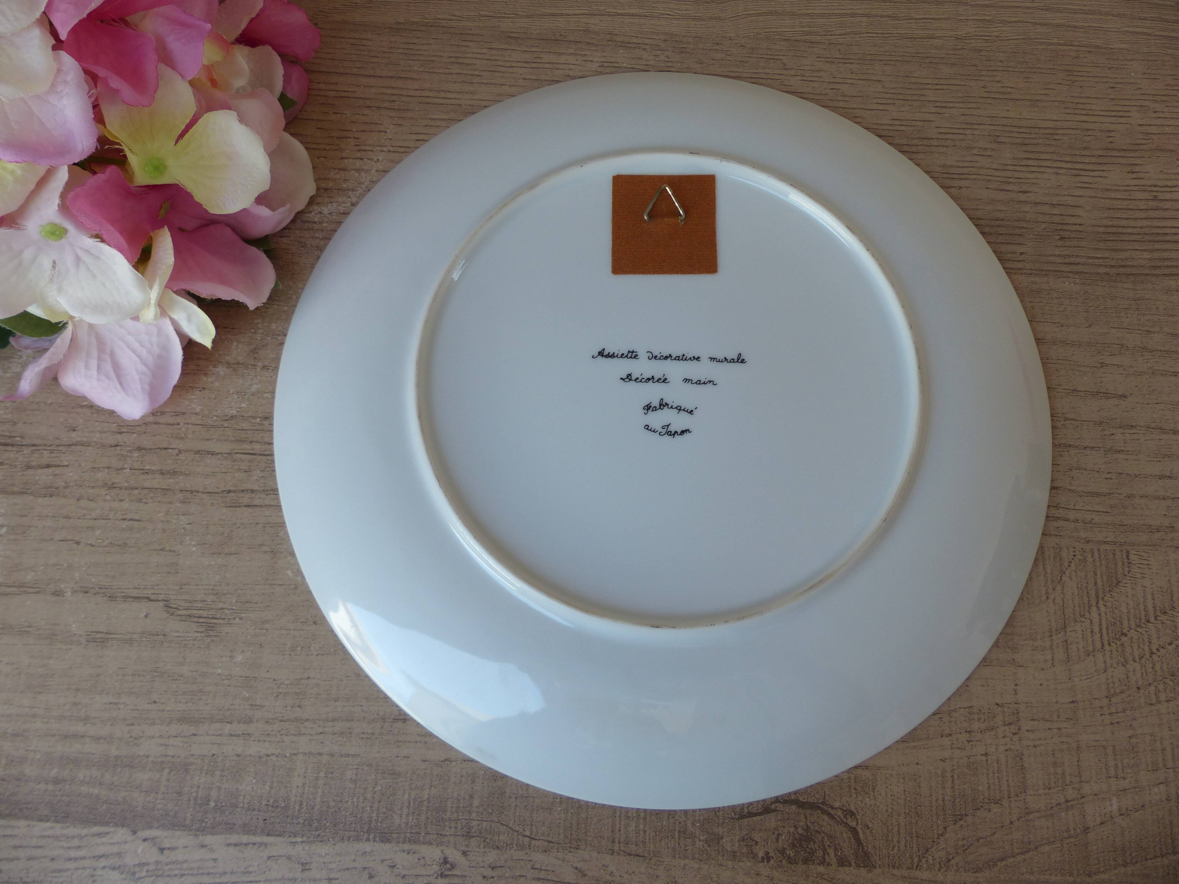 Vintage Japanese plate – Hand-painted cranes and flowers