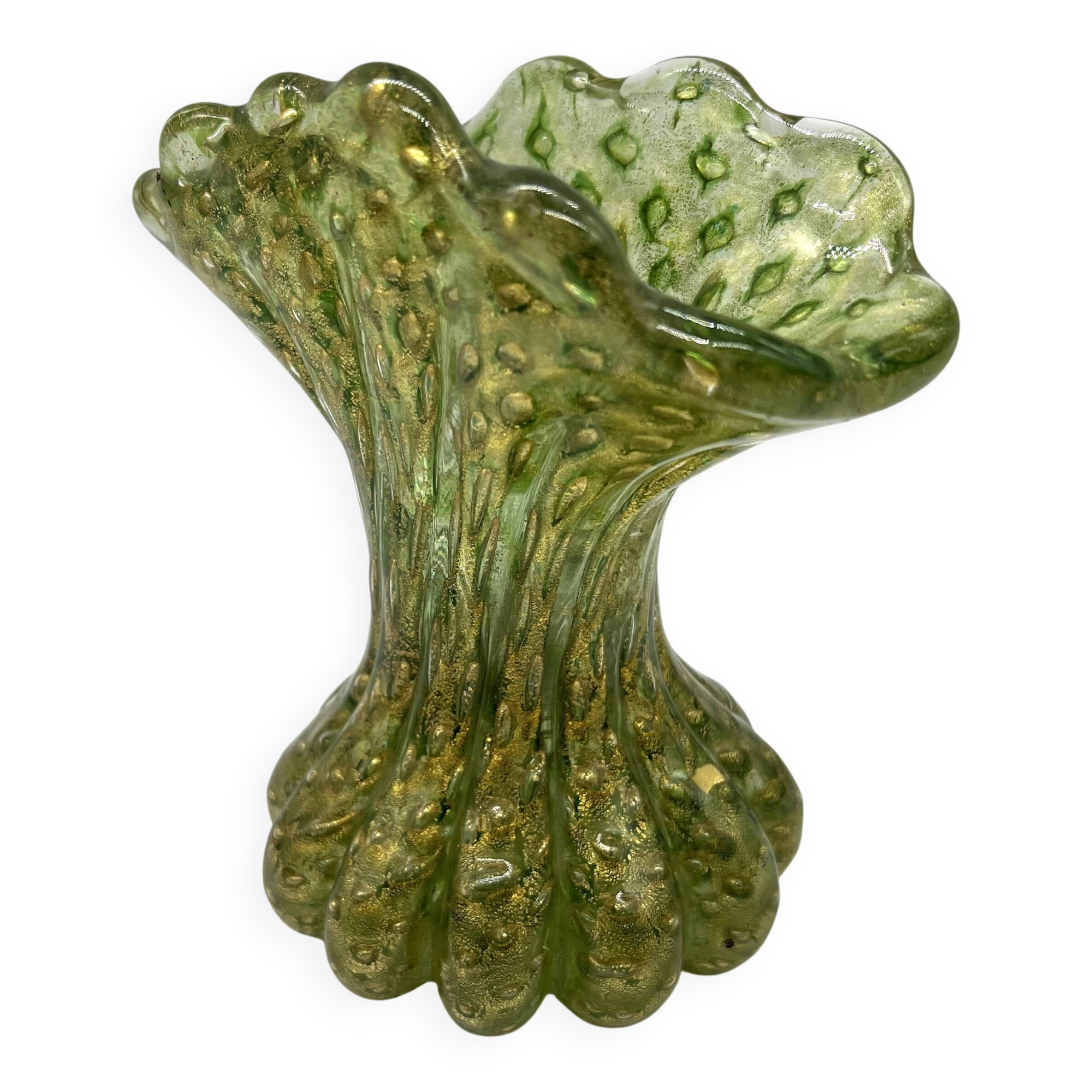 Vase en verre de Murano à inclusions d’or – Italie, vers 1960