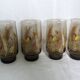 Verres Luminarc Tivoli set of 8, large amber glasses with a grass motif.