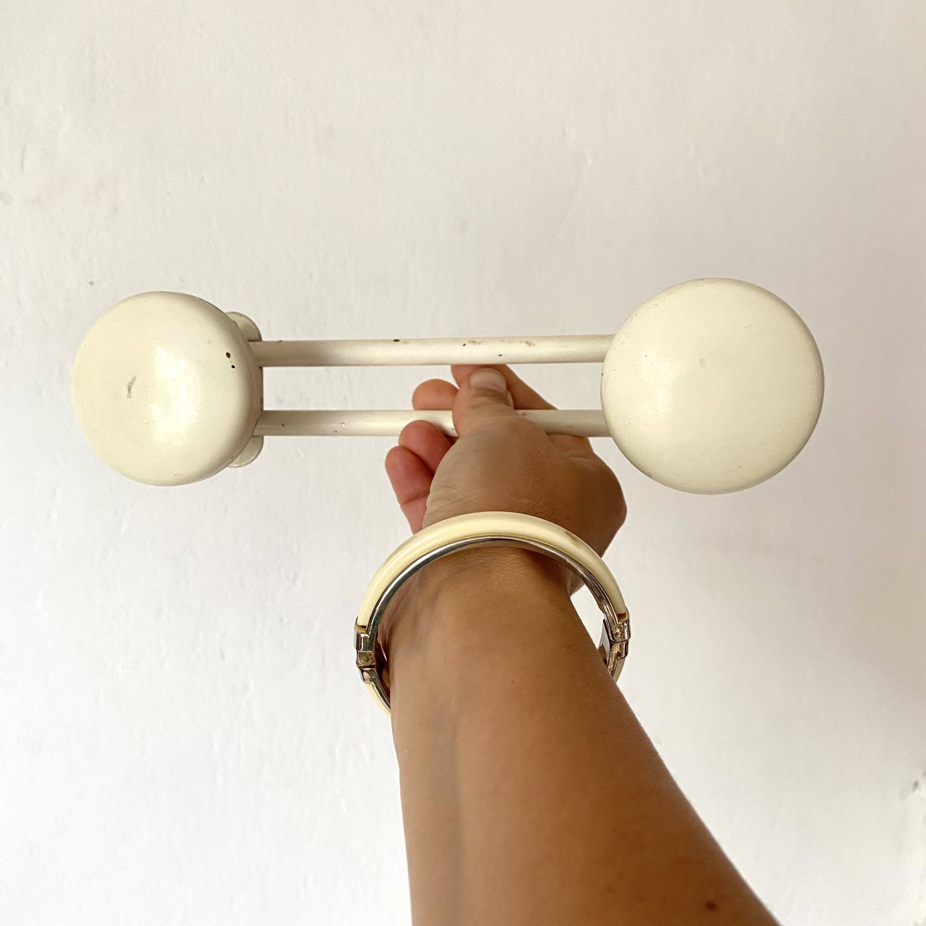 Vintage metal coat rack with 2 hooks