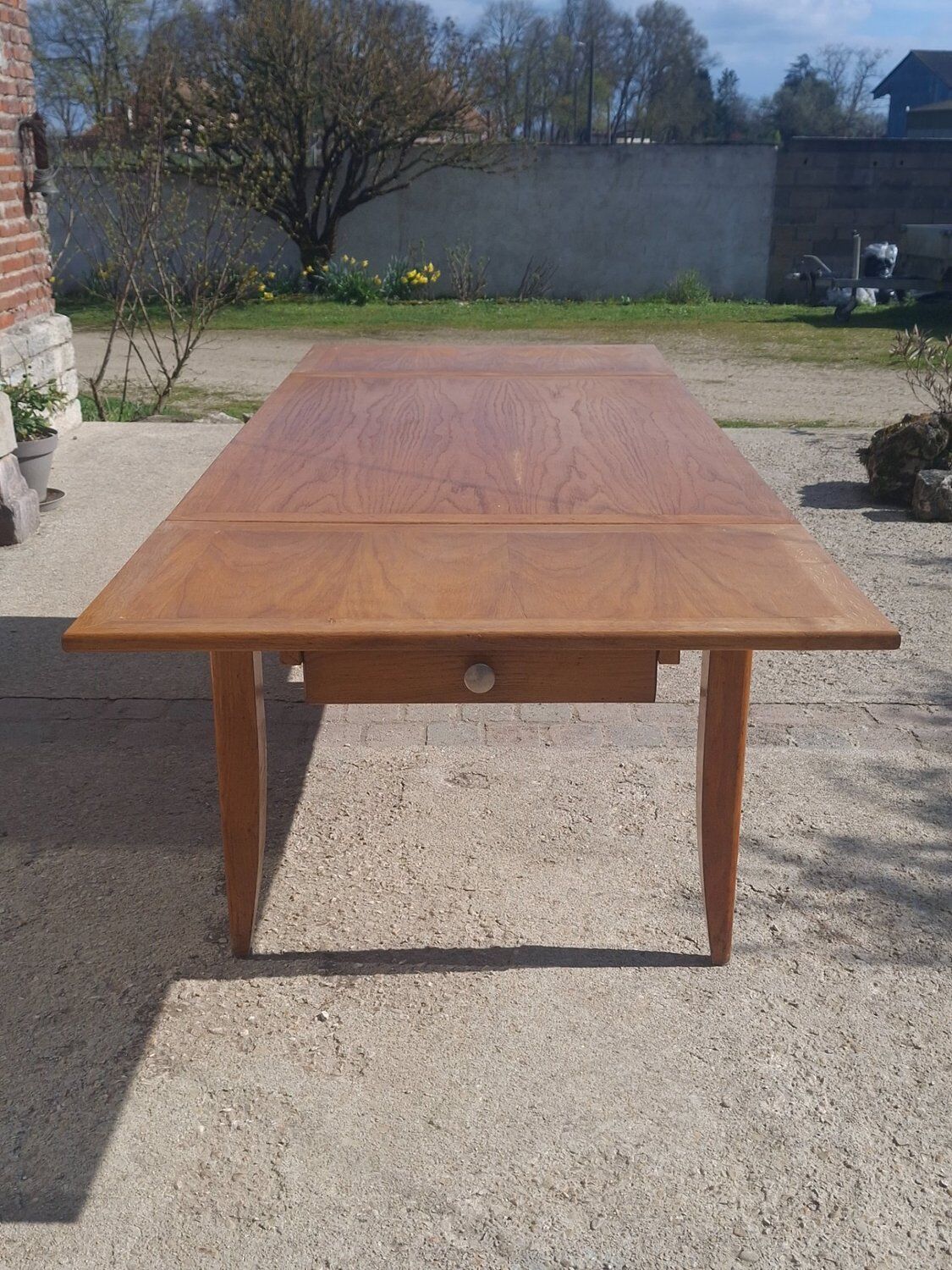 Extendable table in solid oak - French Reconstruction style 1950