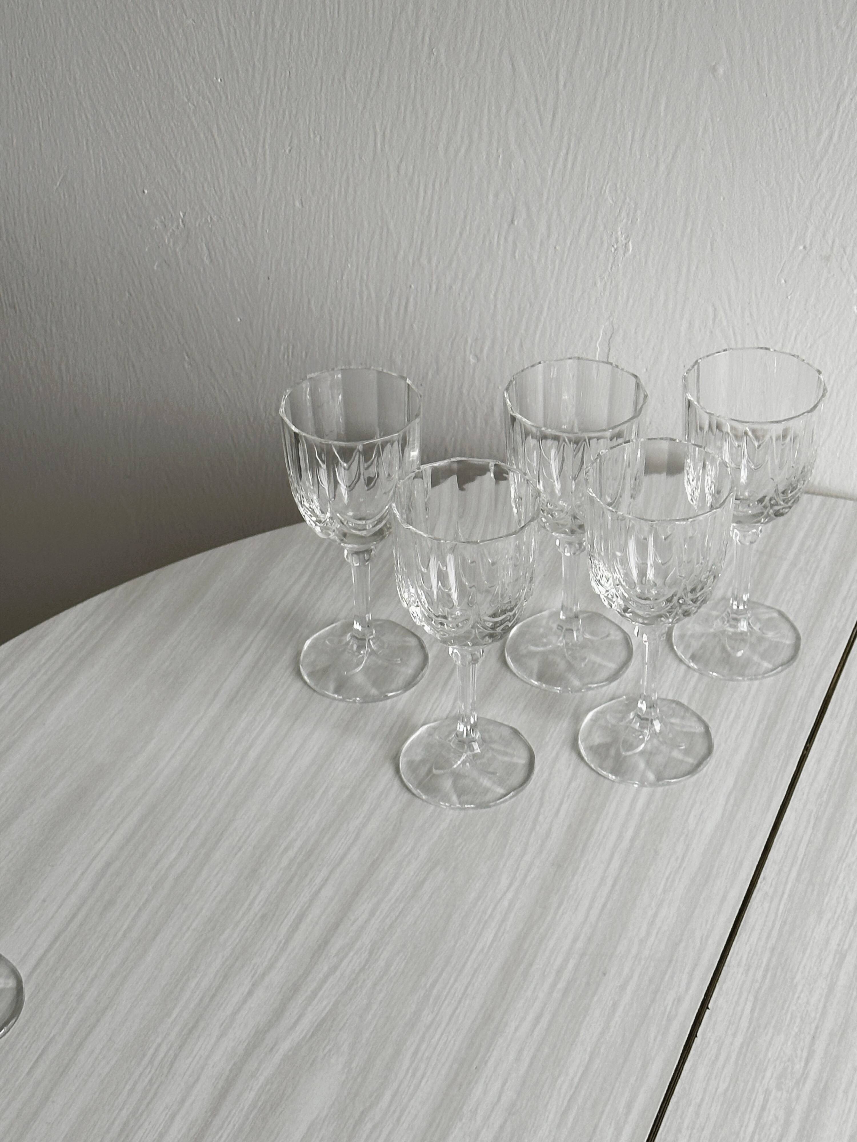6 Vintage Clear Glass Shot Glasses