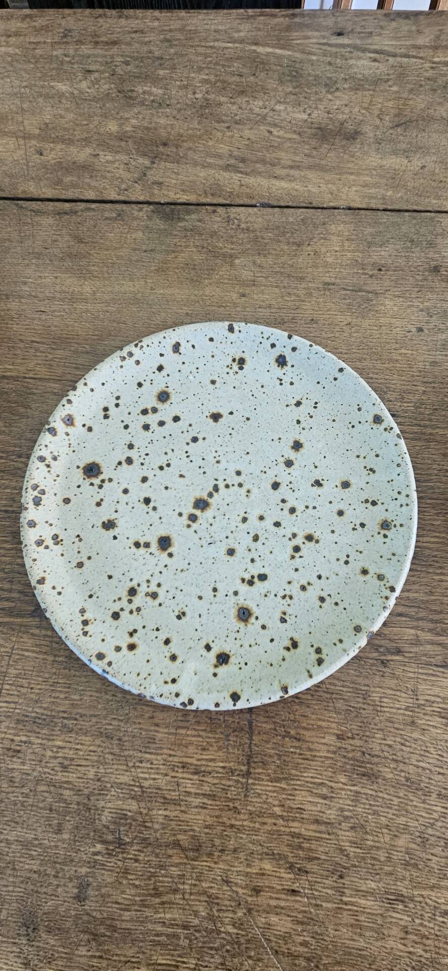 6 signed Tiffoche vintage pyrite glazed stoneware plates