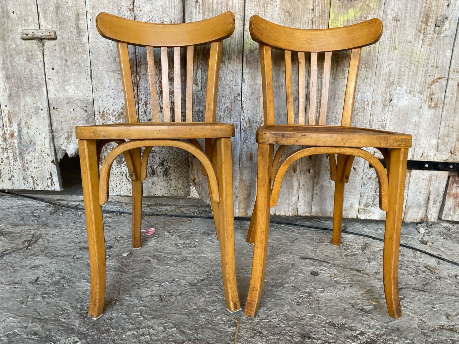 Pair of Vintage Bistro Chairs LUTERMA Light Wood 1960s