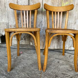 Pair of Vintage Bistro Chairs LUTERMA Light Wood 1960s