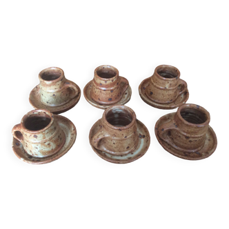 6 stoneware coffee cups