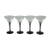 Set of 4 black foot martini glasses - Arques crystal, Luminarc - 70s / 80s