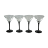 Set de 4 verres à martini à pied noir - cristal d'Arques, Luminarc - années 70 / 80
