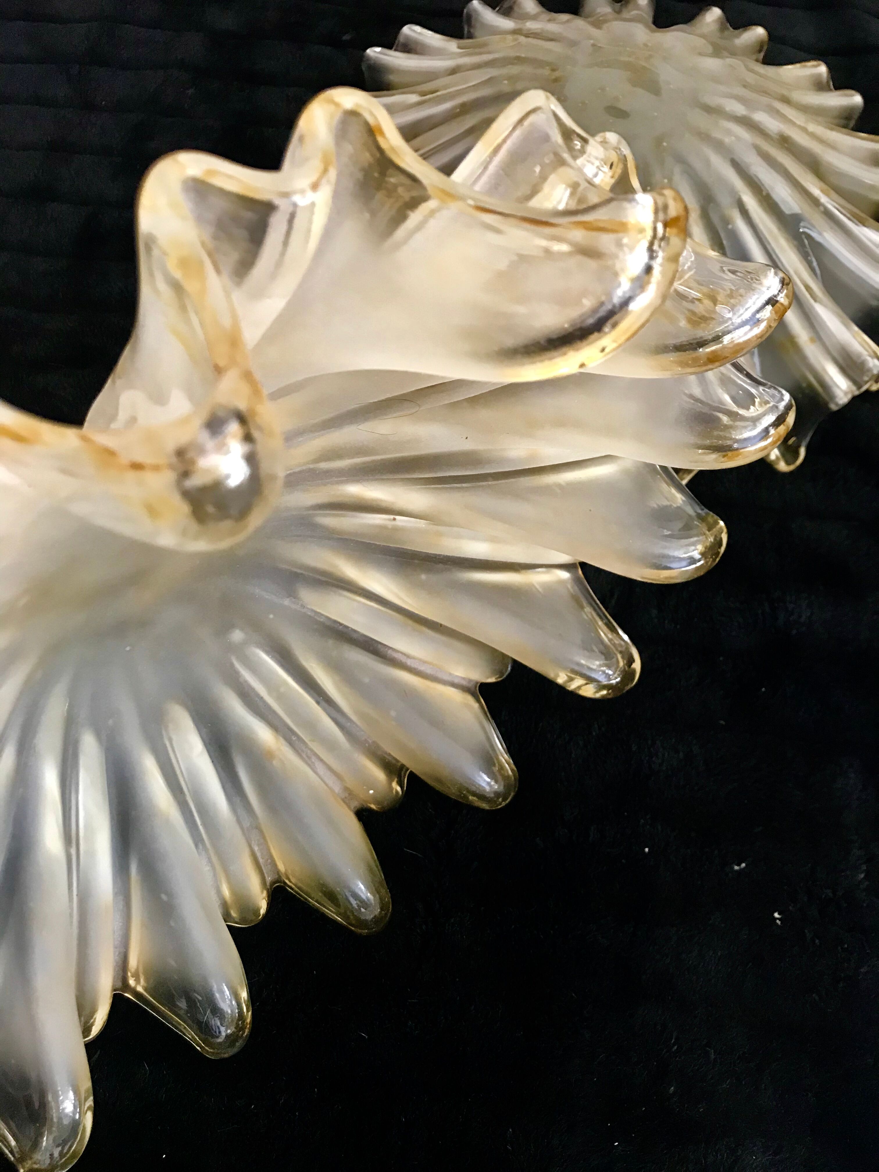 Mazzega gold amber pair of wall light