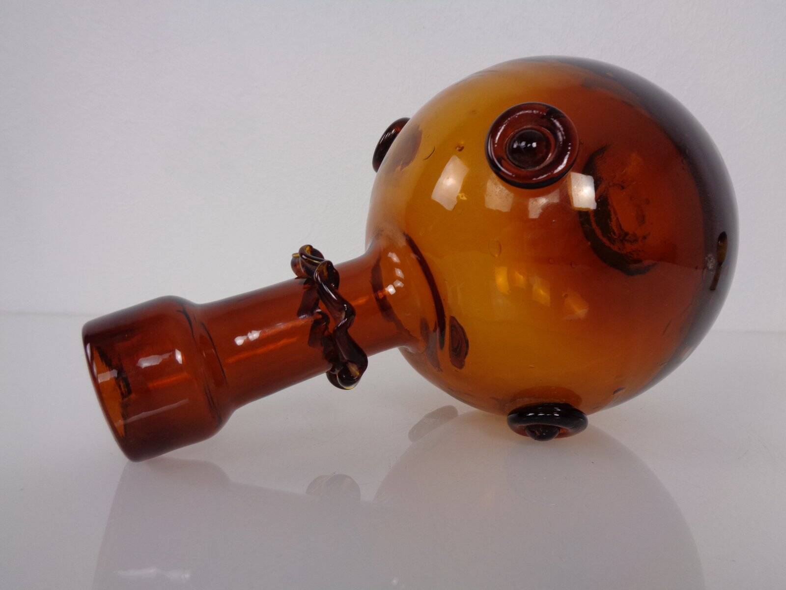 Italian amber glass decanter with stopper, 1960s