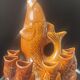 Carafe and glasses "Fish" Amber Ceramic Vintage USSR era
