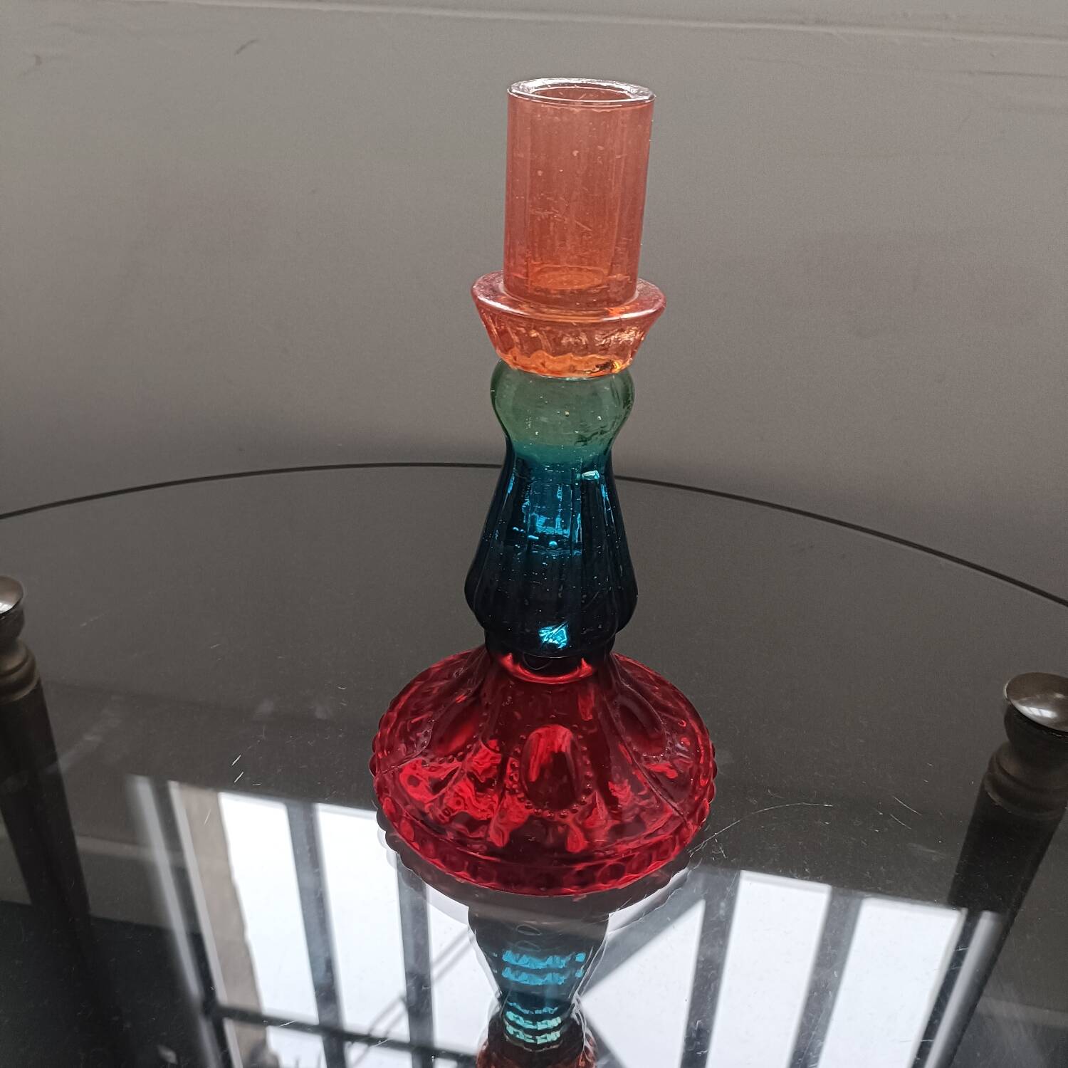 Multicoloured glass candlestick