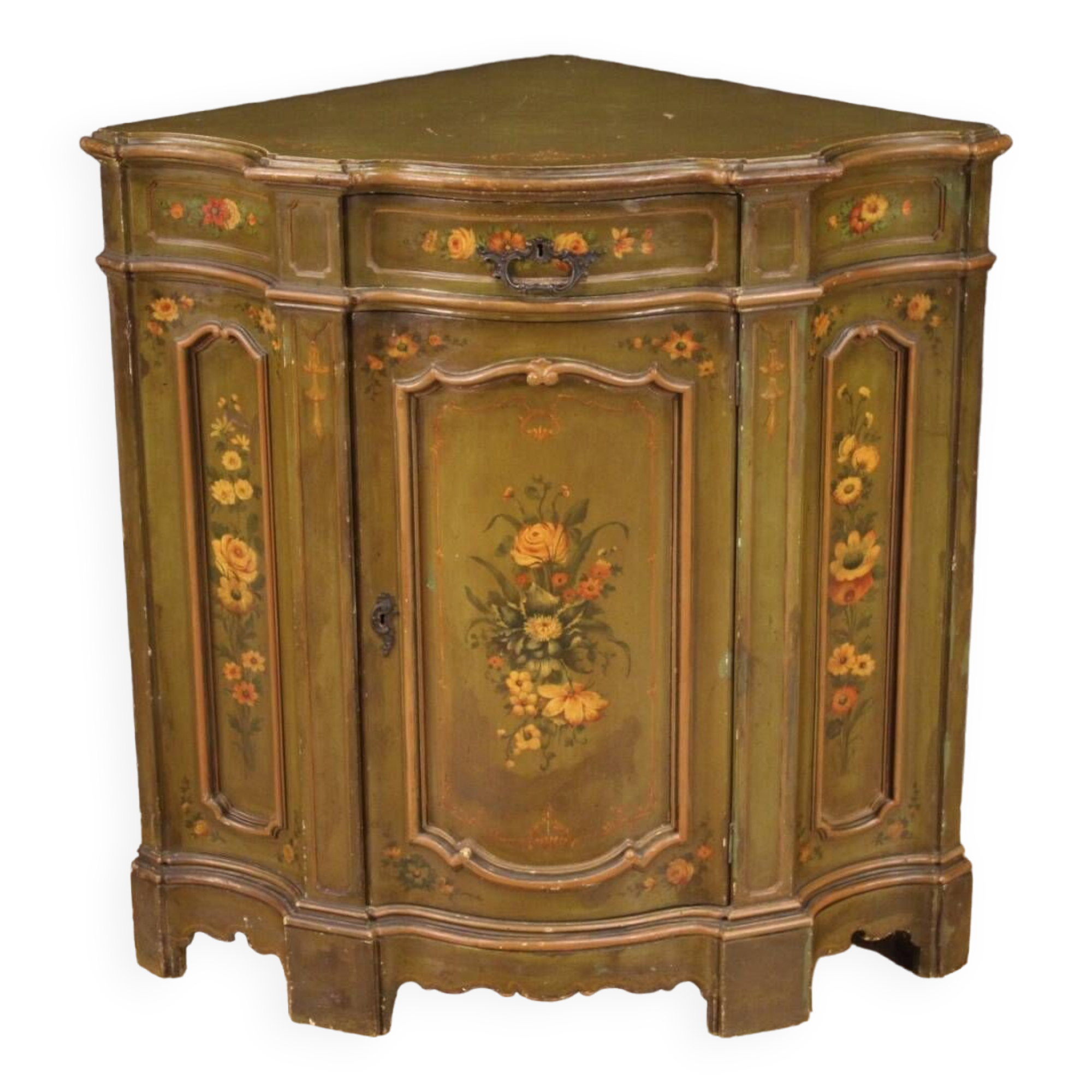 Painted corner cupboard in Venetian style of the 20th century