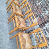 set of 4 straw chairs, designer seating furniture