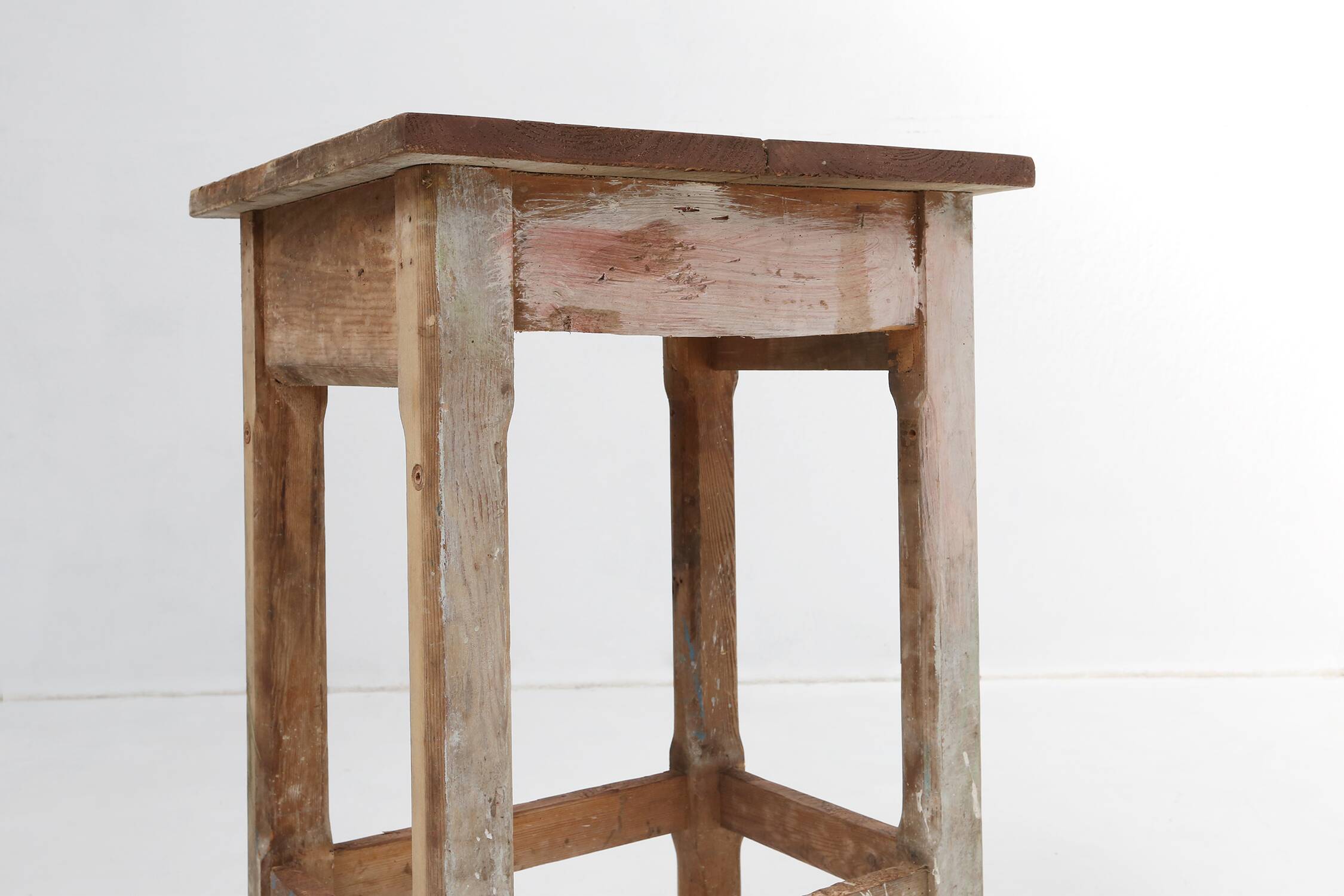 Industrial console table with patinated colorful paint, Belgium ca. 1950