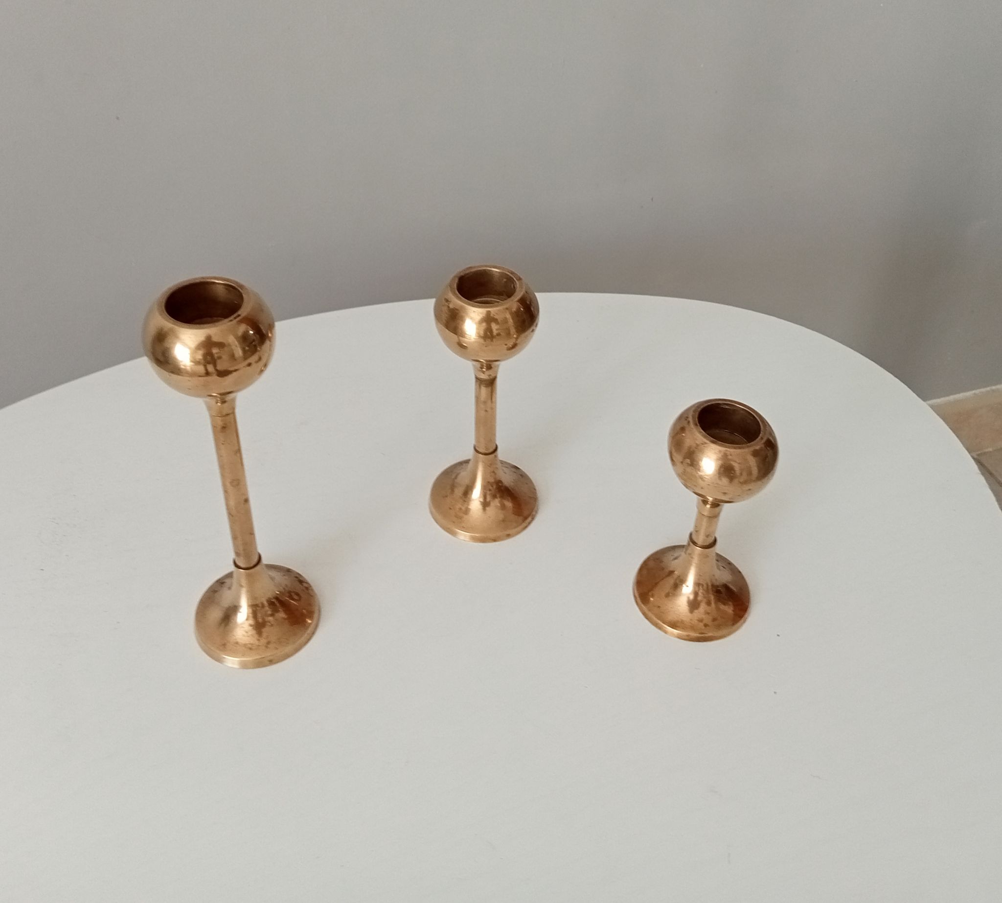 Set of 3 vintage scandinavian candle holders 50s/60s
