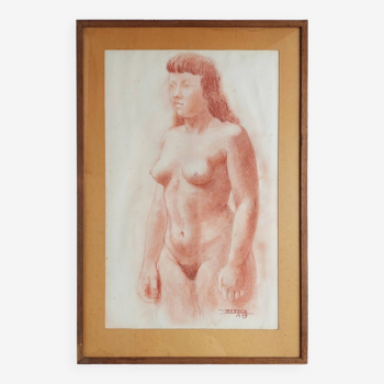 Tableau Femme nue, sanguine, signée et datéeNu Sanguine