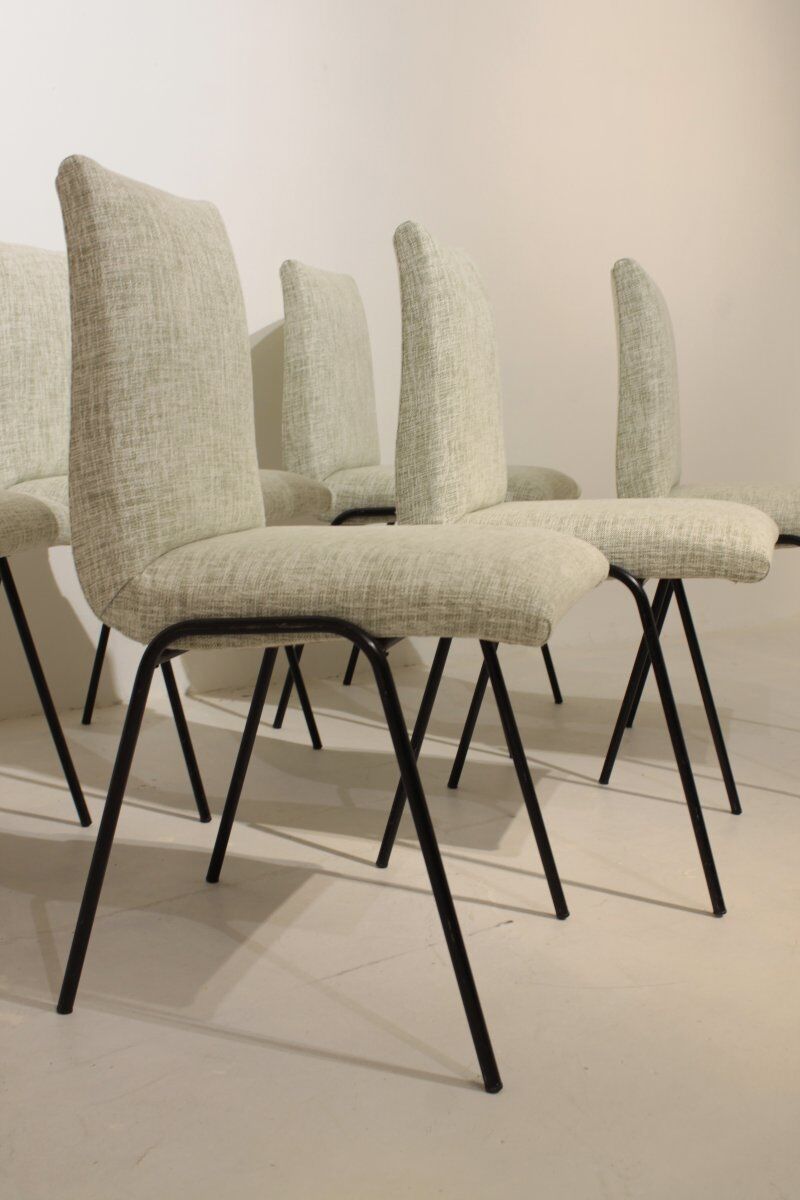 Set of 6 "Robert" chairs by Pierre Guariche for Meurop, 1961