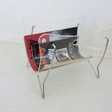 Magazine rack for Roche Bobois in plexiglass and chromed metal, 1970