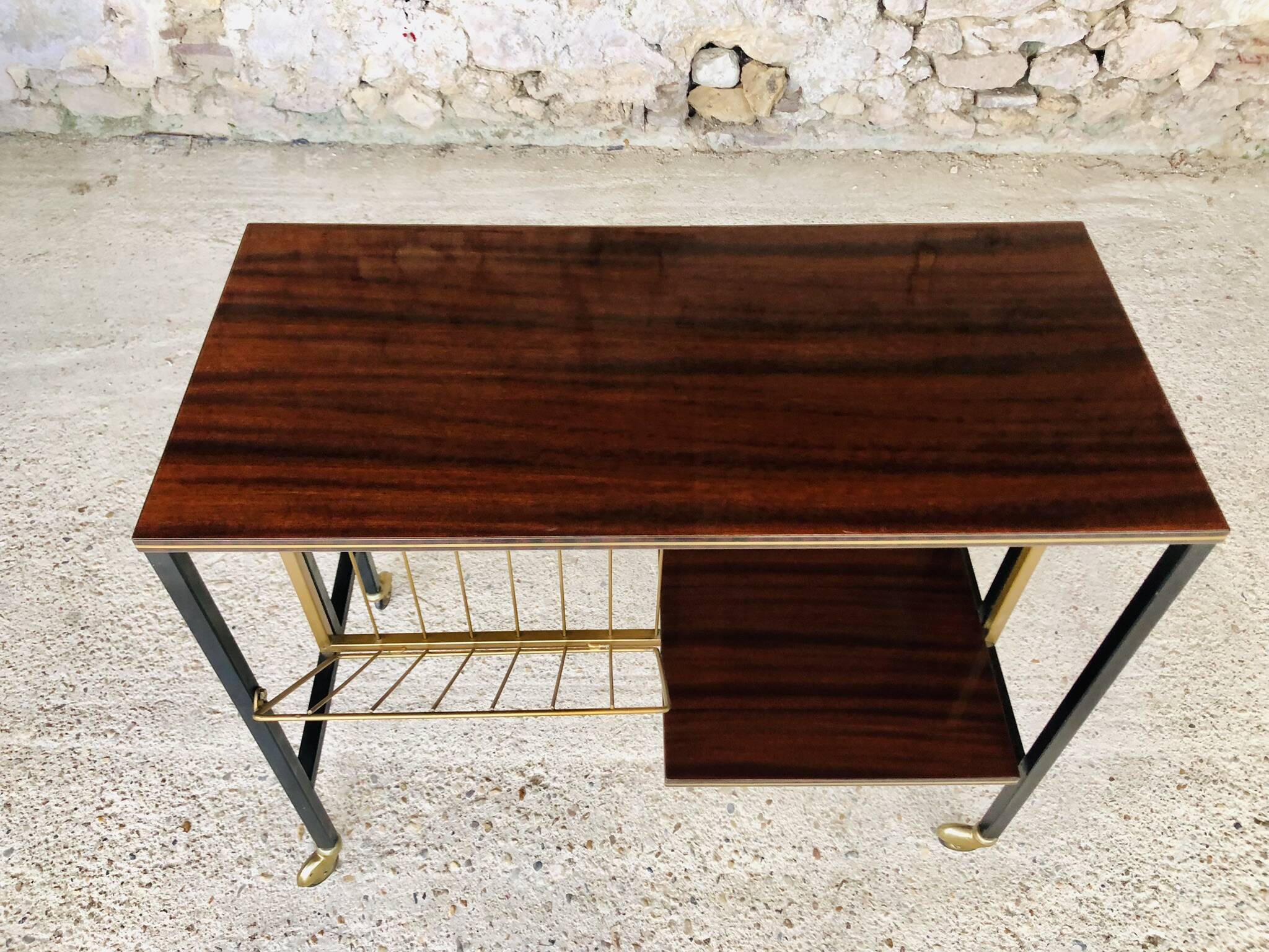 Console/ meuble hifi stereo en palissandre et metal , circa 70's