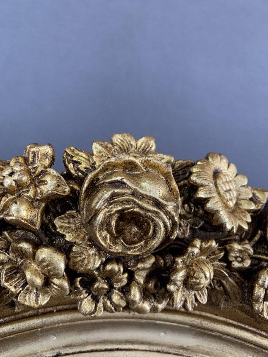 19th Century Gilded Mirror with Floral Motifs