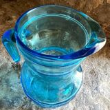 Pichet et 3 verres bleus Fidenza Vetraria Italy vintage années 1950