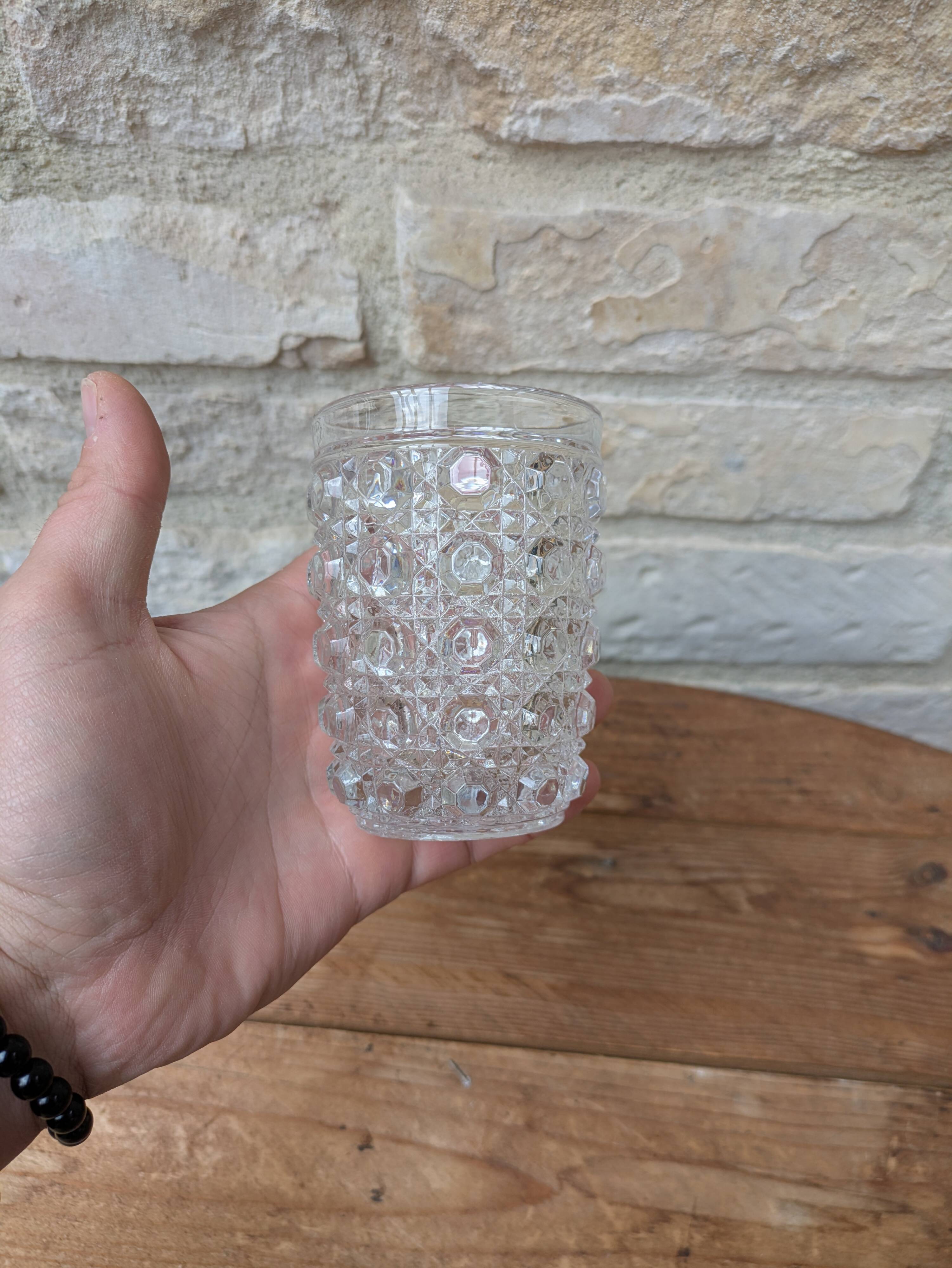 Antique crystal glass goblet signed Baccarat model Diamonds Pierreries H