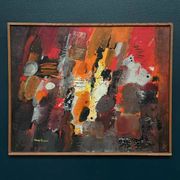 Original Swedish Oil on Panel – “Composition” by Kulo Green (1913–1972) – Signed – Vintage & Framed