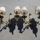 Appliques murales en bronze, abat-jour en soie, la paire