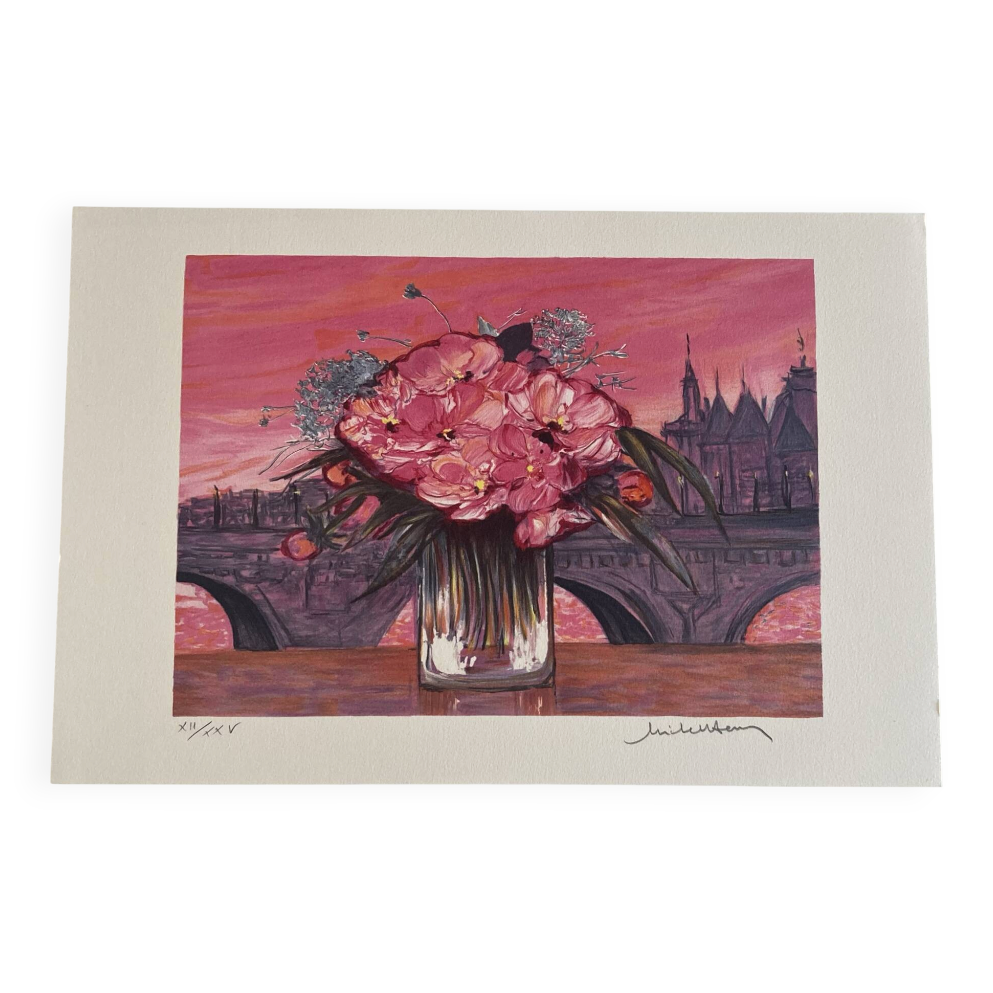 Lithographie numérotée et signée Michel Henry -La conciergerie-Paris