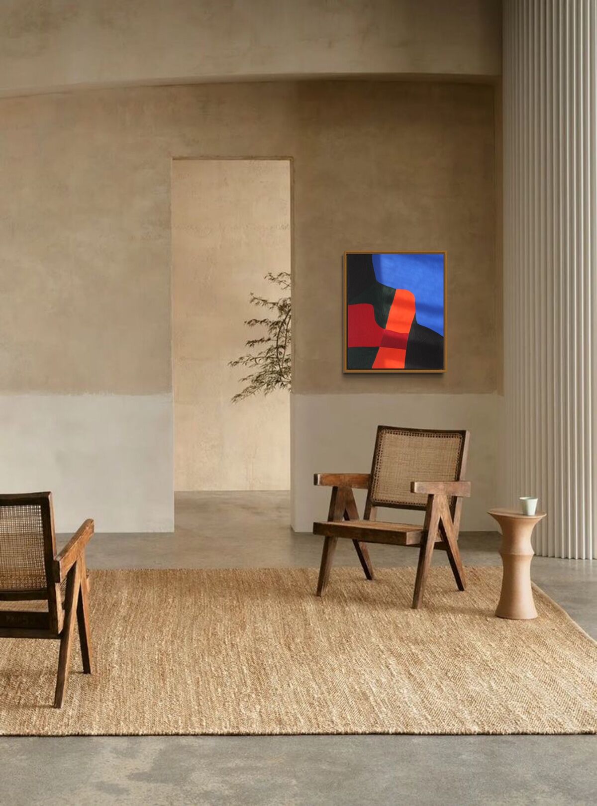 Acrylic painting on canvas "colored composition" 55x46 cm