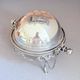 Antique English Silver-Plated Roll-Top Caviar Dish with Ram’s-Head Decoration