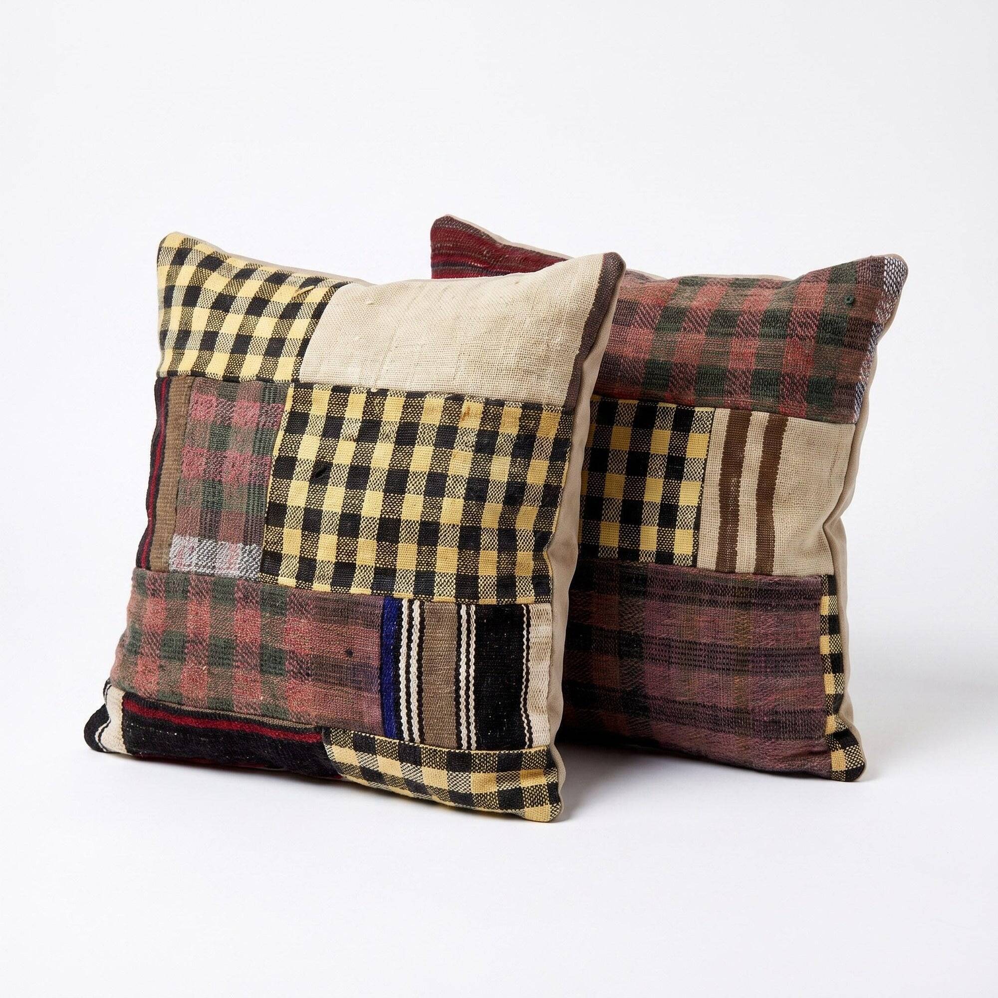 Set of 2 vintage kilim cushion covers 51x51 cm