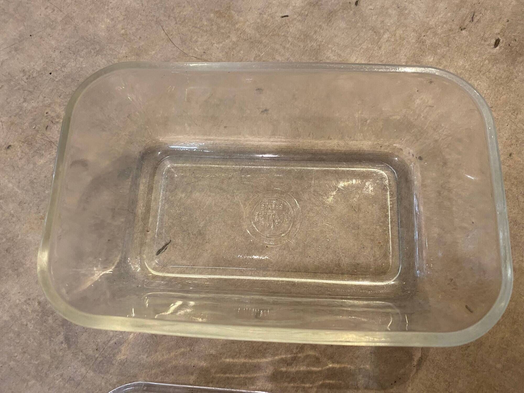 Old butter dish with glass cow decor brand duralex vintage 1970s