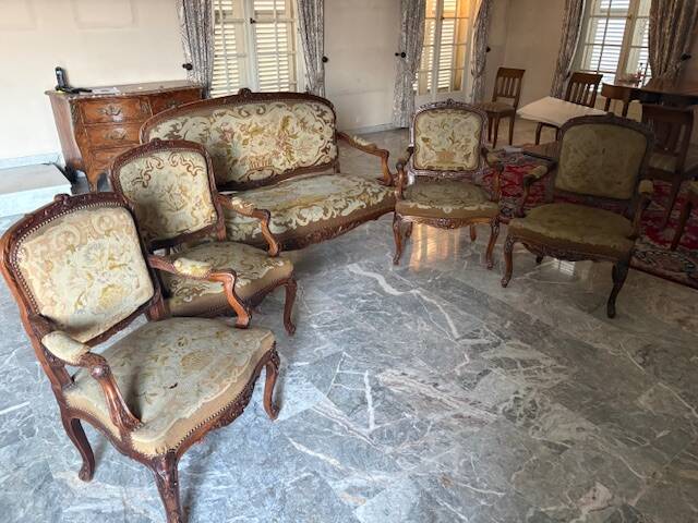 Sofa and 4 Louis XV style armchairs