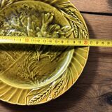 Antique molded earthenware plate – bird and wheat wheat decoration – barbotine style