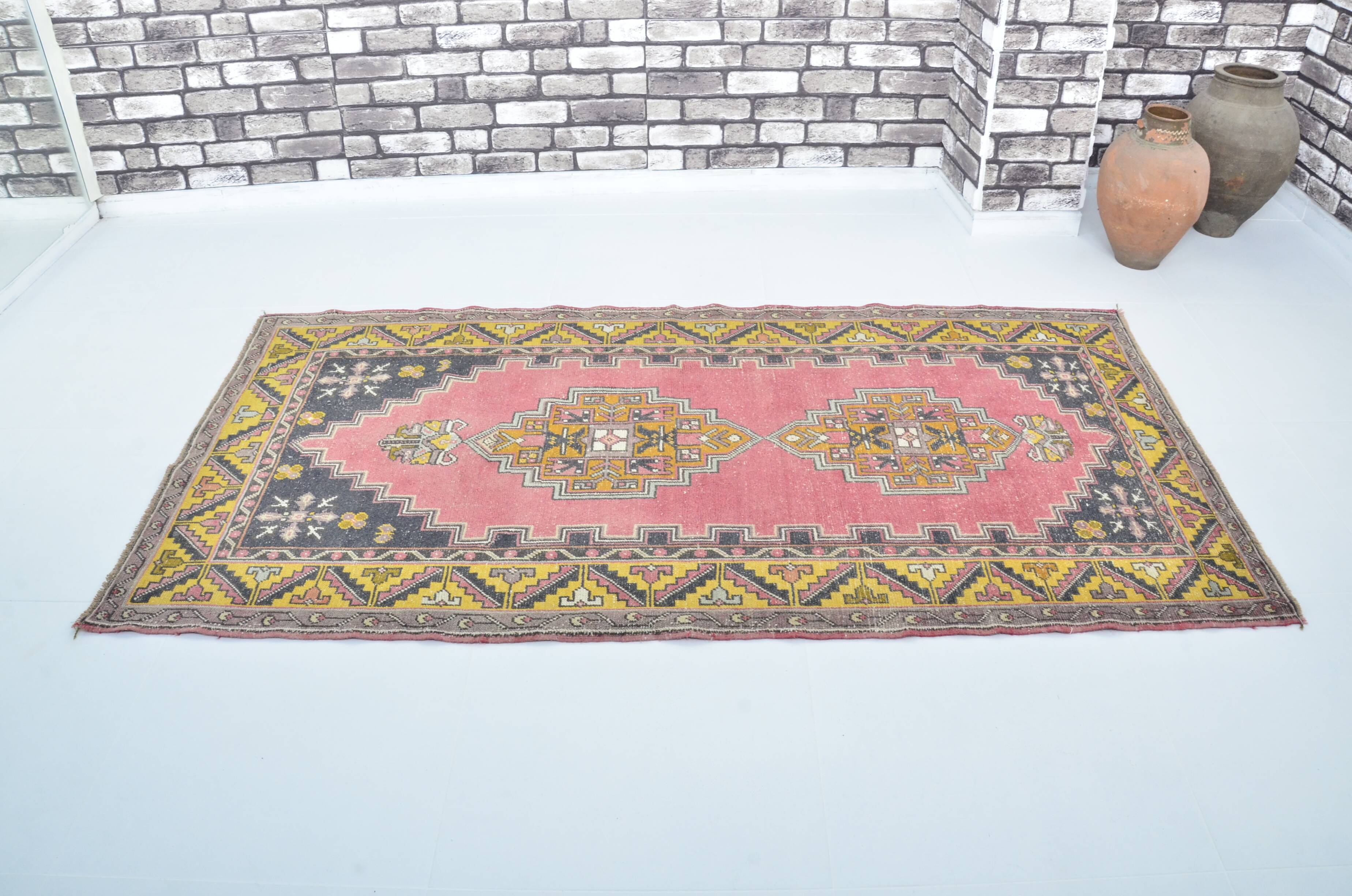 Tapis turc bio rose et jaune sku 3283