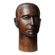 Monoxyle wood sculpture of a man's head, vintage craftsmanship from the 1950s.