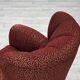 1960s, Danish relax armchair, original red furniture wool, oak wood legs.