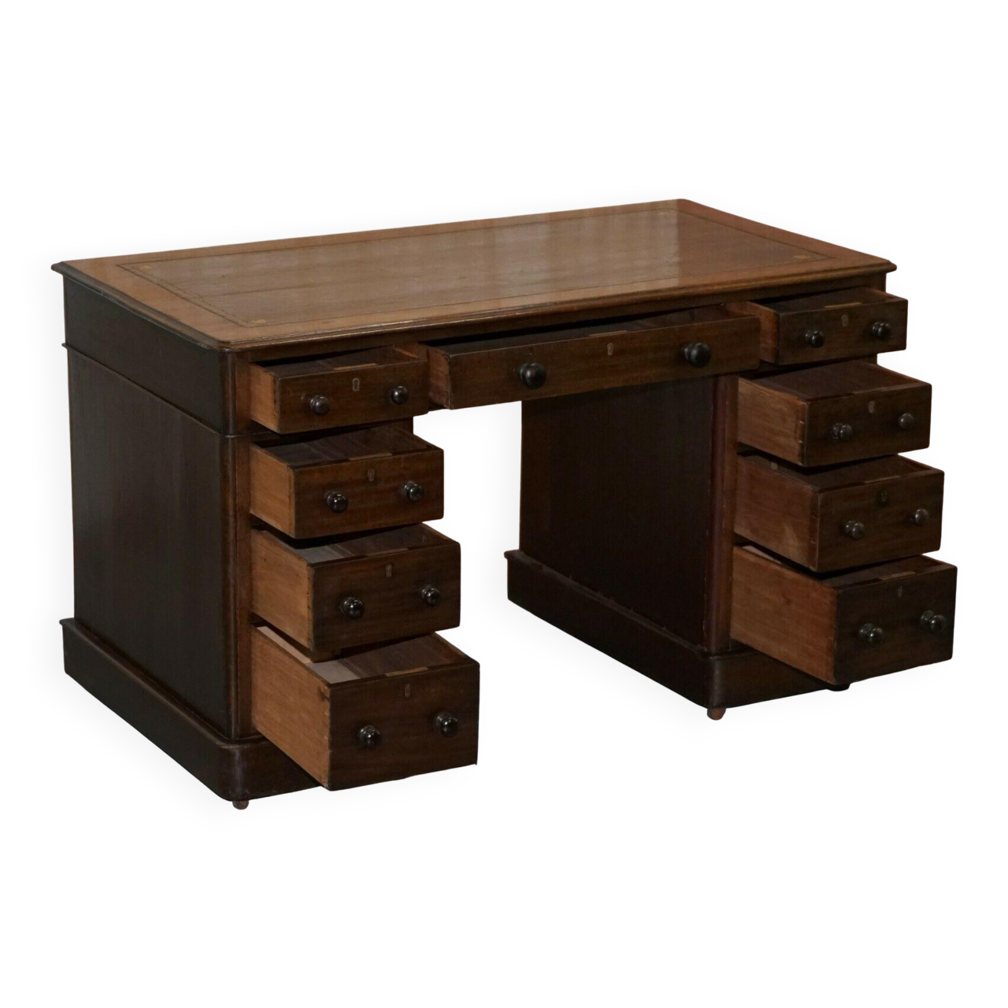 Victorian desk with two columns, hardwood, with VR locks, 1860.