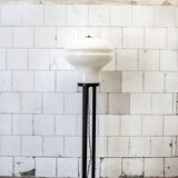 Iron floor lamp, glass and marble, Italy 70s