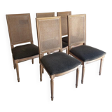 Lot 5 bleached wood chairs and chocolate seats