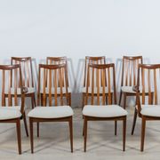 Mid-century teak and fabric dining chairs by Leslie Dandy for G-Plan, 1960s, Set of 8