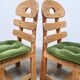 Vintage Spanish oak fishbone chairs 1970 ''Brutalist''