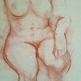 Drawing sanguine study nude female 67/50cm 1950