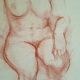 Drawing sanguine study nude female 67/50cm 1950