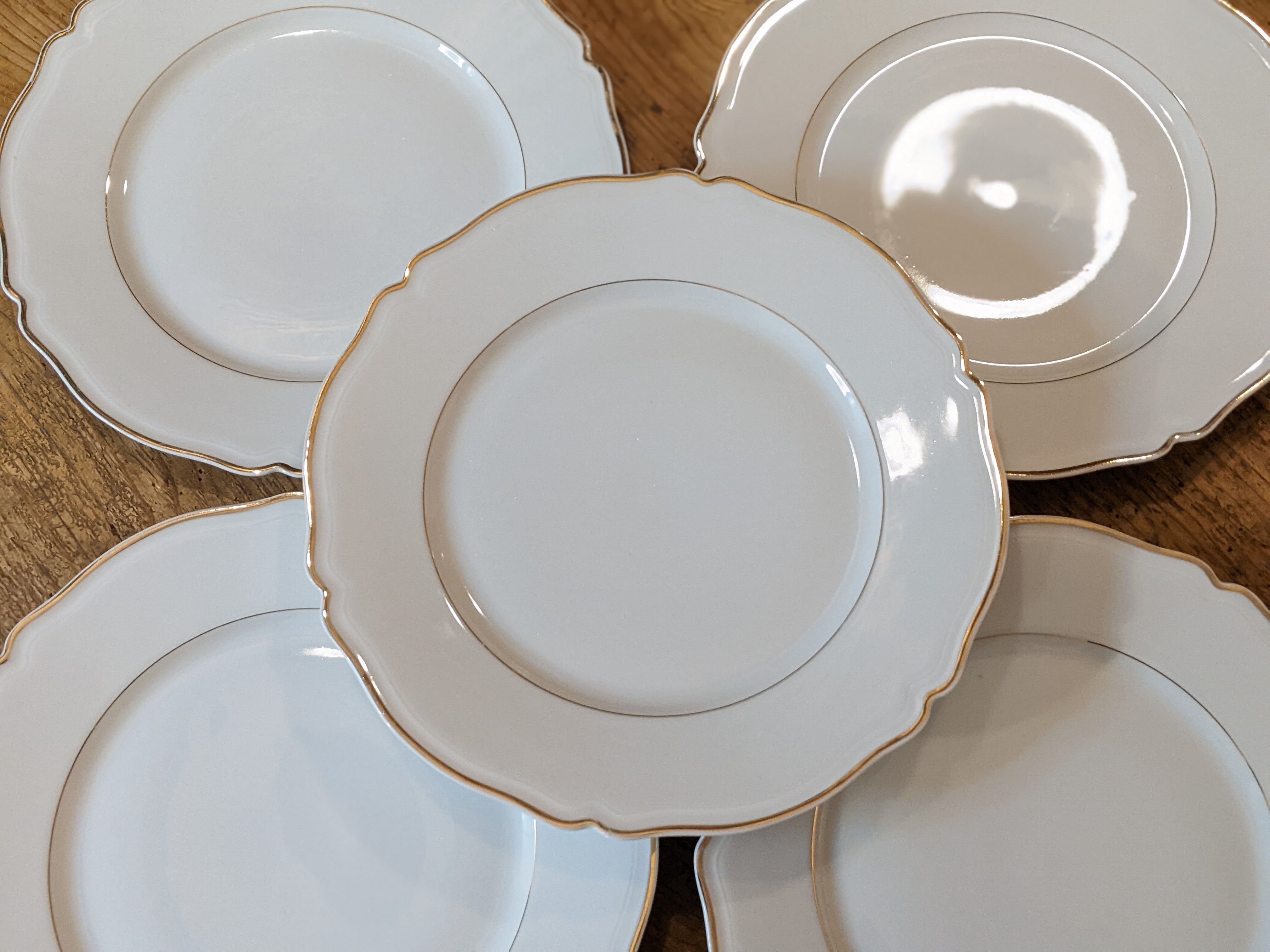 Lot vintage round flat plates in Limoges porcelain