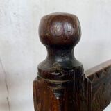 Series of 4 brutalist rustic chairs in carved wood straw seat